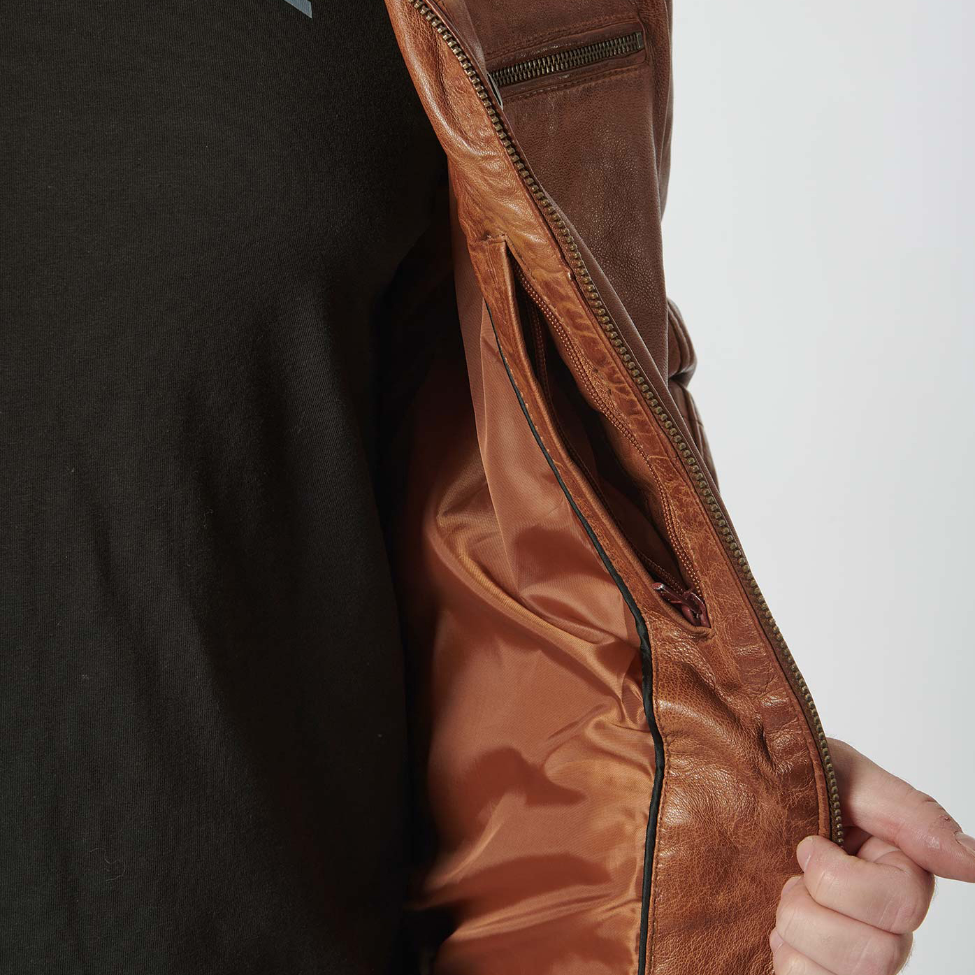 Veste en cuir marron Homme Uniq Kaporal