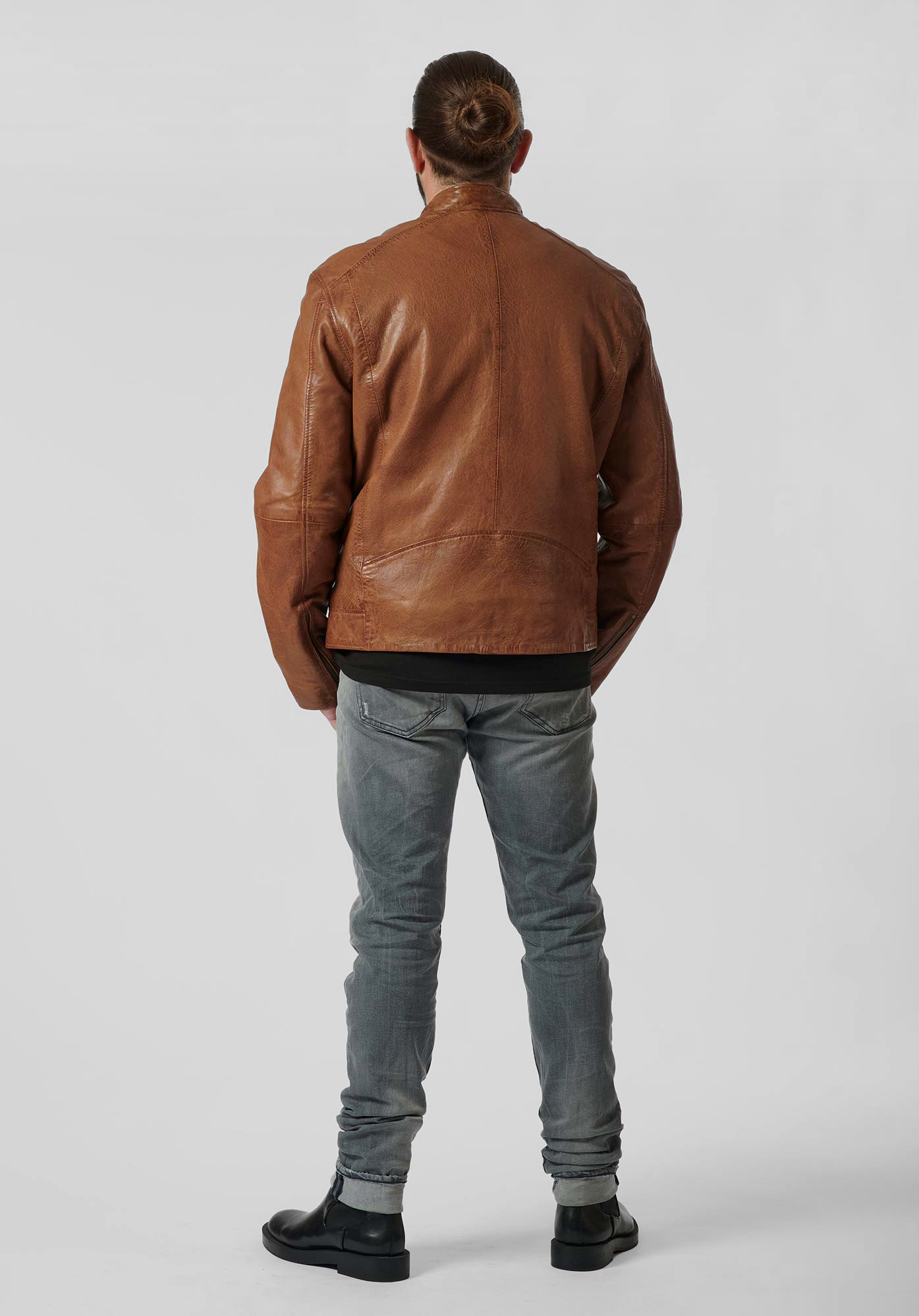 Veste en cuir marron Homme Uniq Kaporal