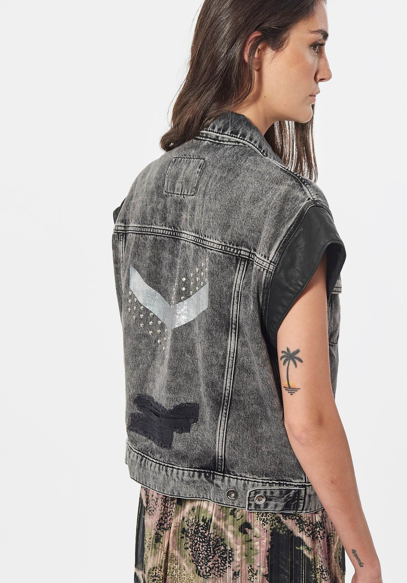 Veste jeans sans manche femme online