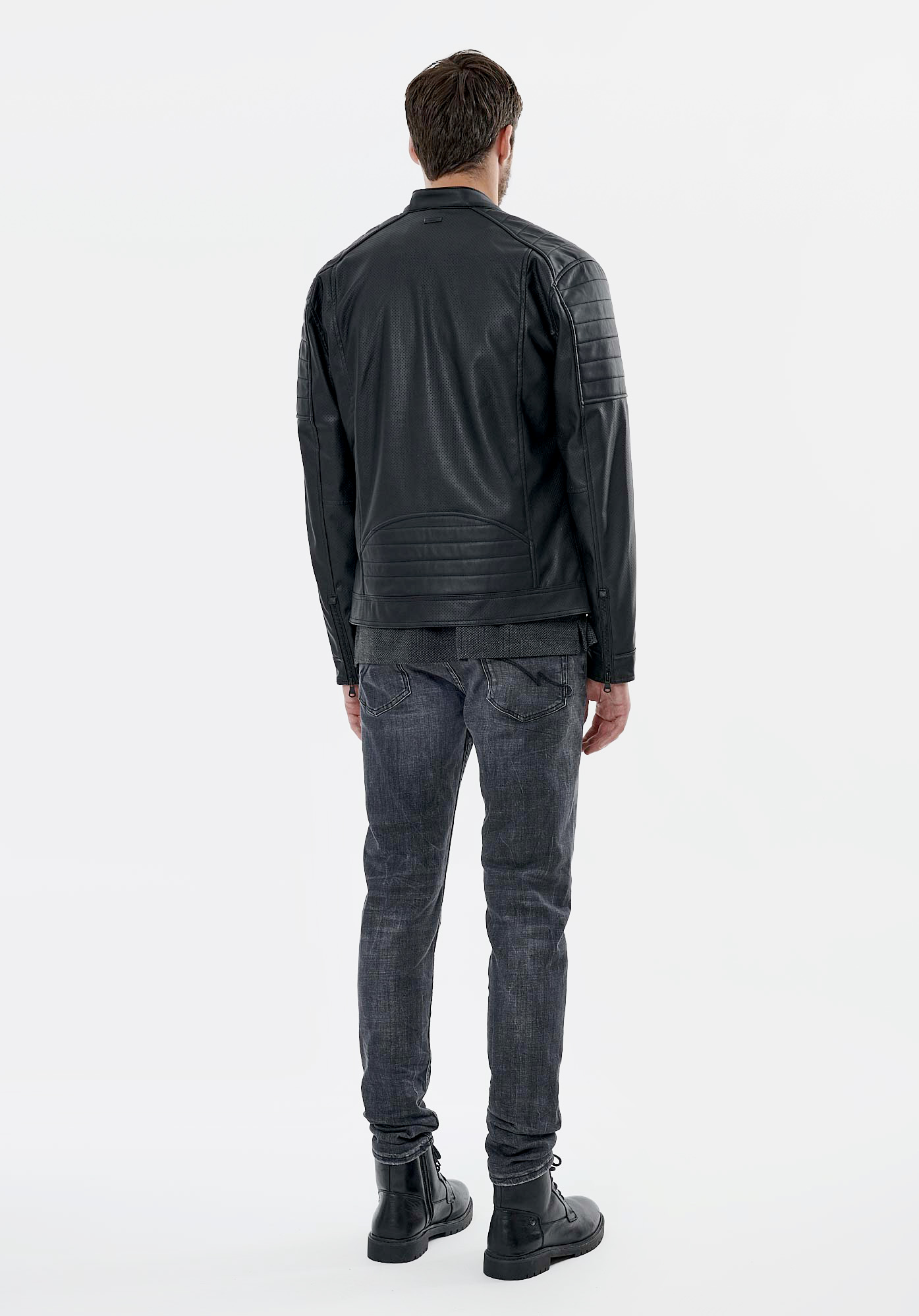 Veste en simili cuir noir Homme Vaska Kaporal