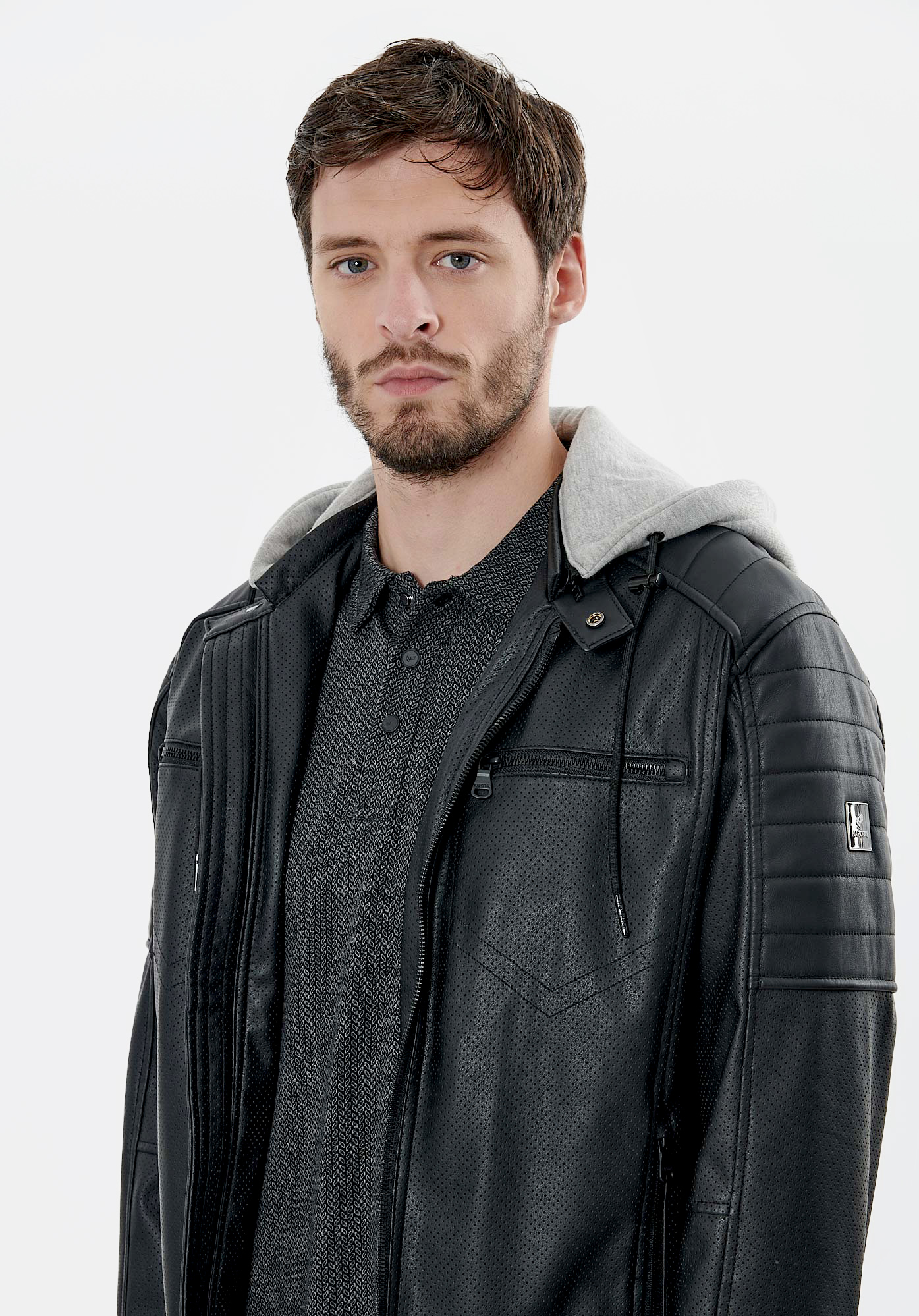 Veste en simili cuir noir Homme Vaska Kaporal