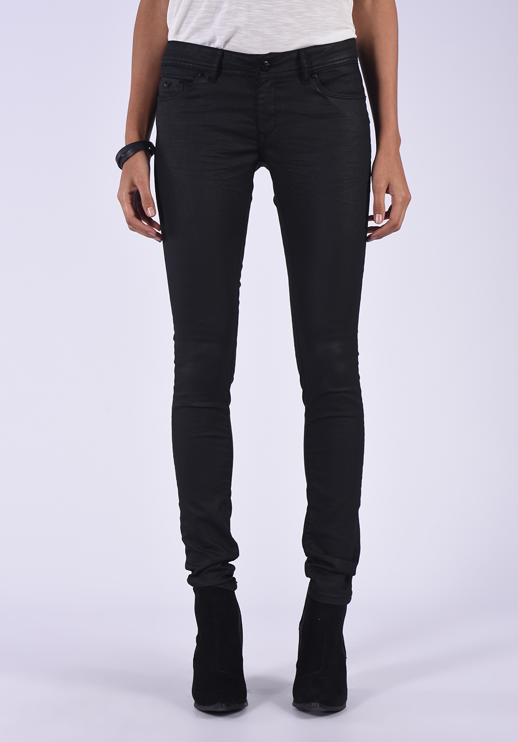 Jeans enduit noir femme kaporal sale